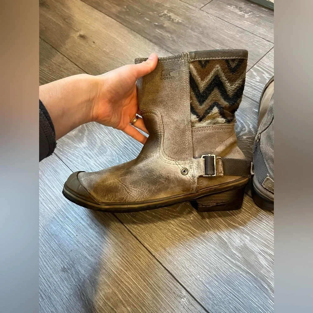 Womens Sorel Shoes Slimshortie Chevron Boots Size 10.5